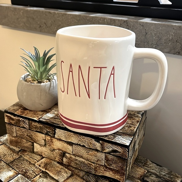 NEW RAE DUNN SANTA Christmas Large Ceramic Mug Festive Celebrate Stripes - Picture 2 of 7